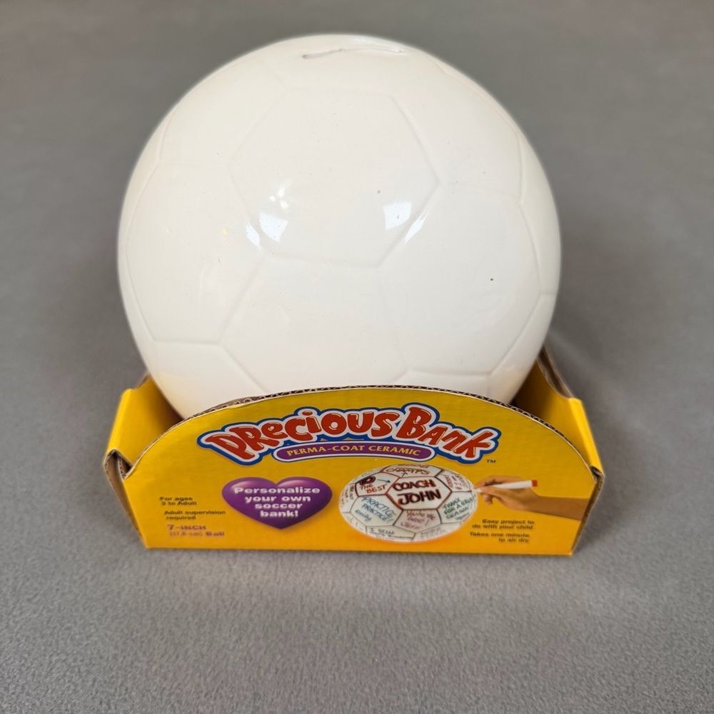 Soccer Ball Cermaic Craft Bank- Player/Coachโs Gift- Precious Bank Perma Coat